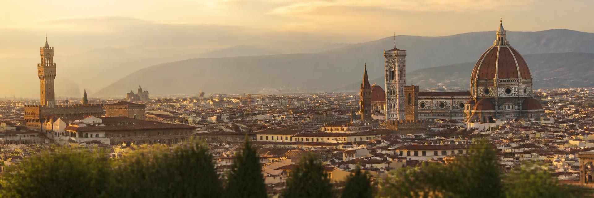 Florence skyline with the Duomo at golden hour